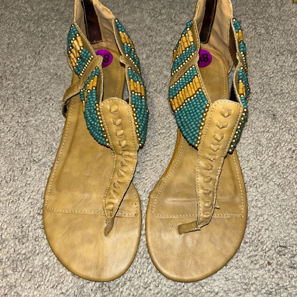 Rampage Women’s 8.5 Flat Beaded Sandals - Picture 1 of 6